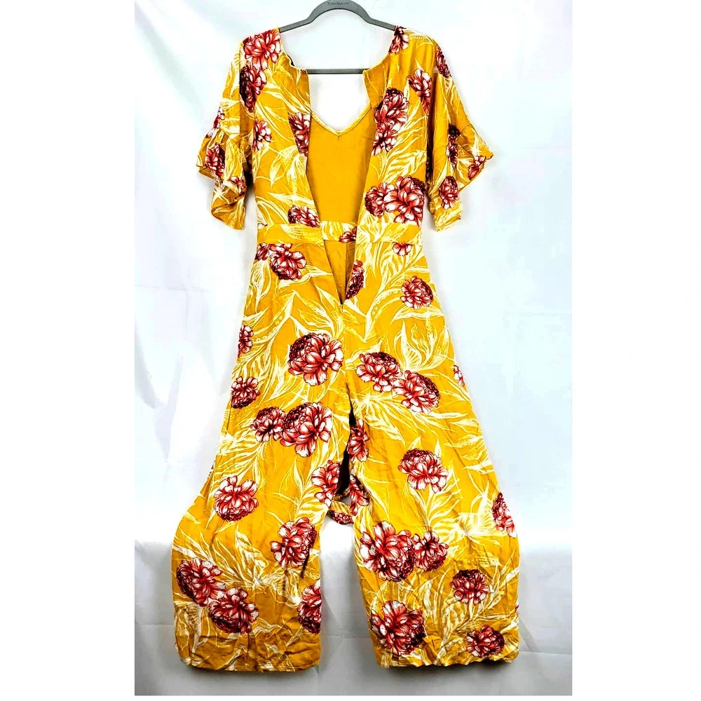Lulus Garden's Glory Mustard Yellow Floral Print Culotte Jumpsuit - Picture 2 of 13